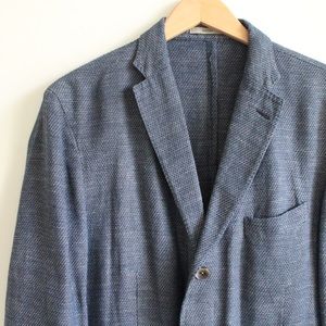 men’s | boglioli navy weave linen cotton dover blazer jacket